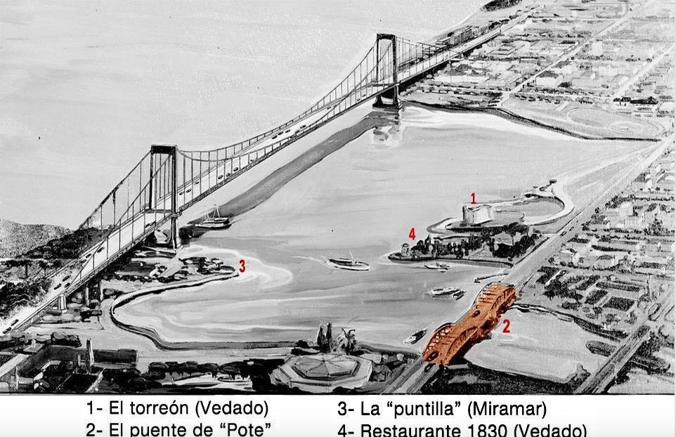 Ilustración detallada del puente y litoral habanero