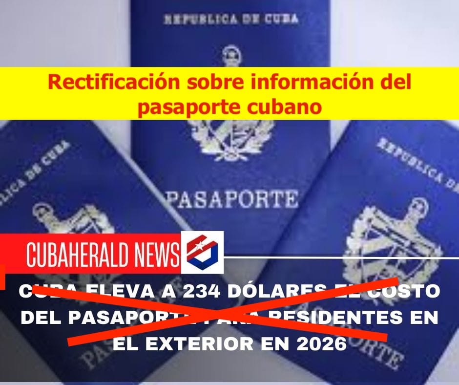 Rectificación sobre información del pasaporte cubano