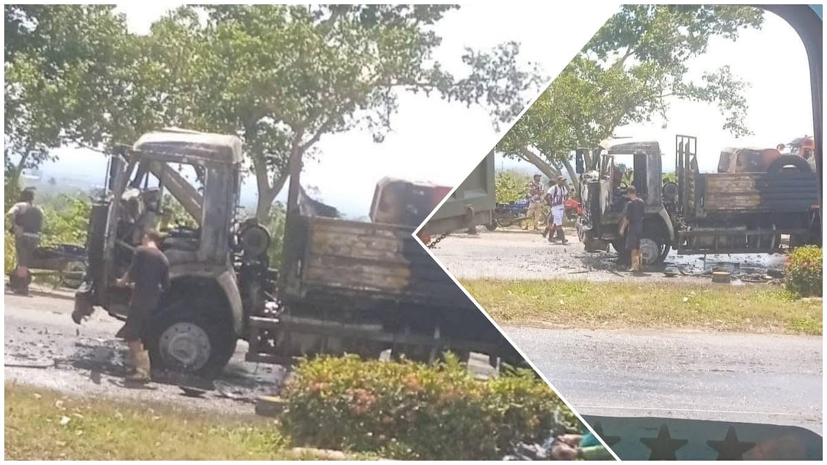 Camión se incendia en las inmediaciones del Puente del Cotorro en La Habana