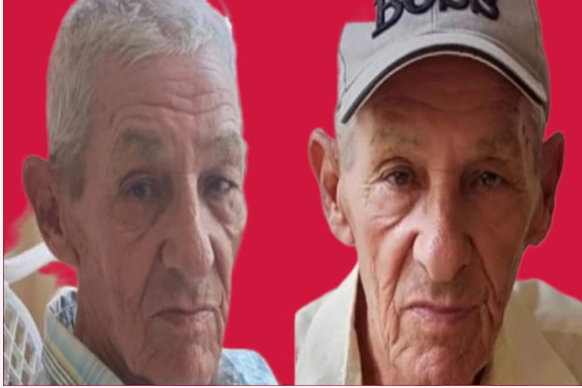 Hombre mayor con gorra en fondo rojo