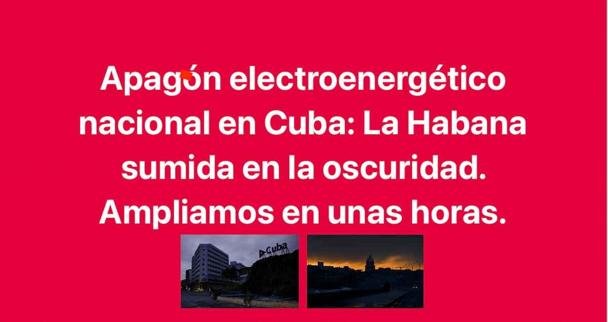 Cuba enfrenta un apagón nacional tras una oscilación en el sistema eléctrico