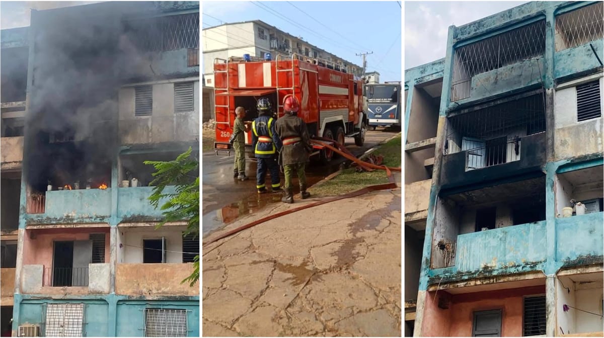 Bomberos controlan incendio en edificio residencial de Artemisa sin reporte de heridos
