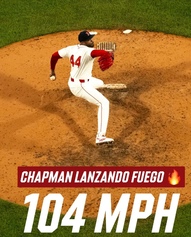 ¡Aroldis Chapman lanza el pitcheo más rápido del 2025 con 103.8 mph!