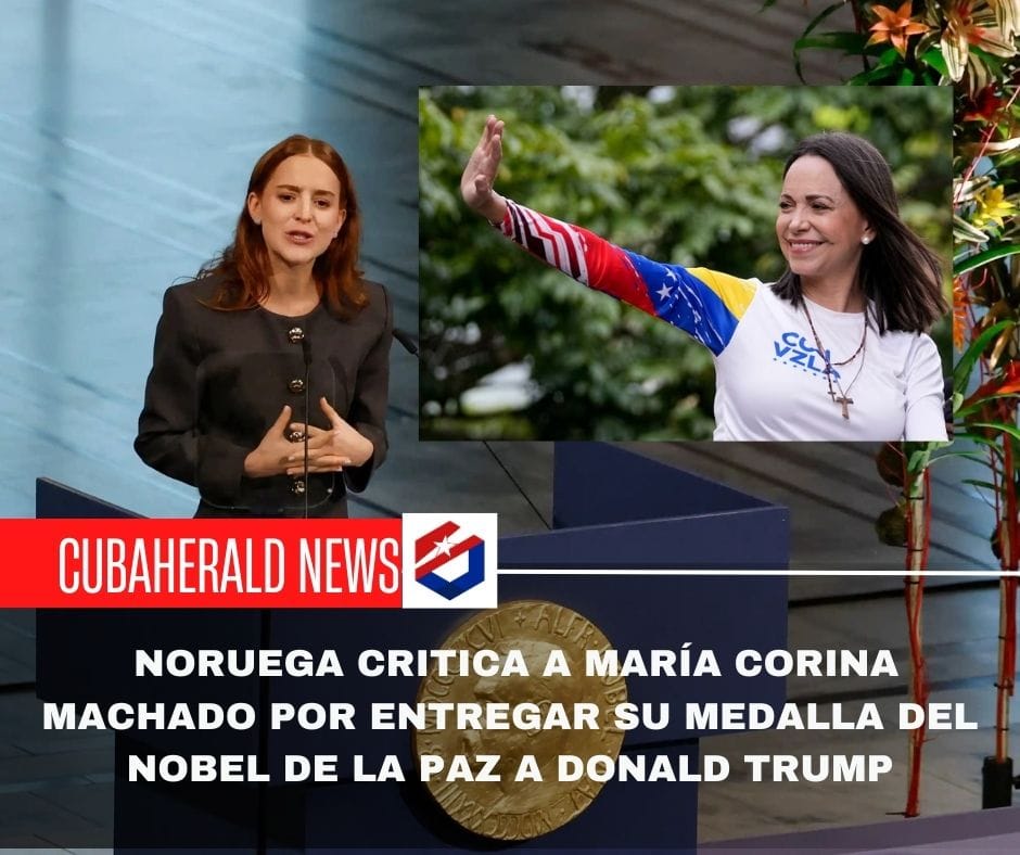 Noruega critica a María Corina Machado por entregar su medalla del Nobel de la Paz a Donald Trump