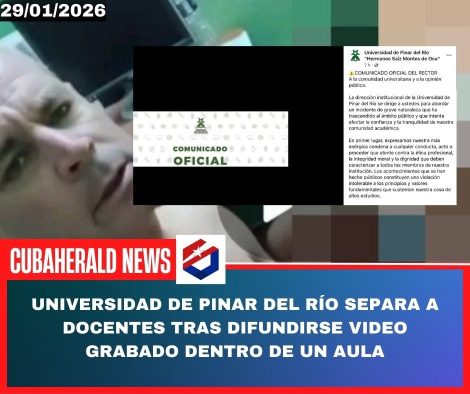 Universidad de Pinar del Río separa a docentes tras difundirse video grabado dentro de un aula