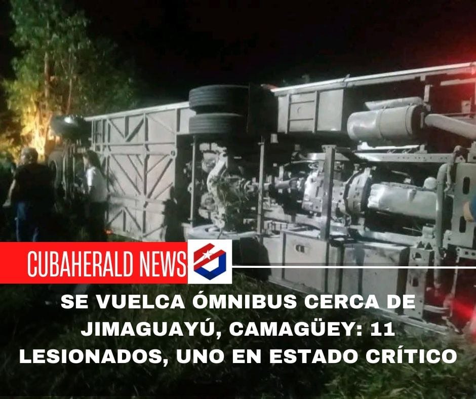 Se vuelca ómnibus cerca de Jimaguayú, Camagüey: 11 lesionados, uno en estado crítico