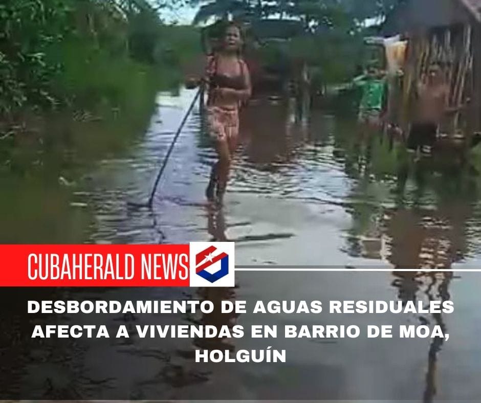 Desbordamiento de aguas residuales afecta a viviendas en barrio de Moa, Holguín
