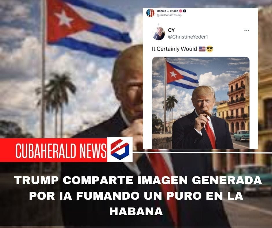 Trump comparte imagen generada por IA fumando un puro en La Habana