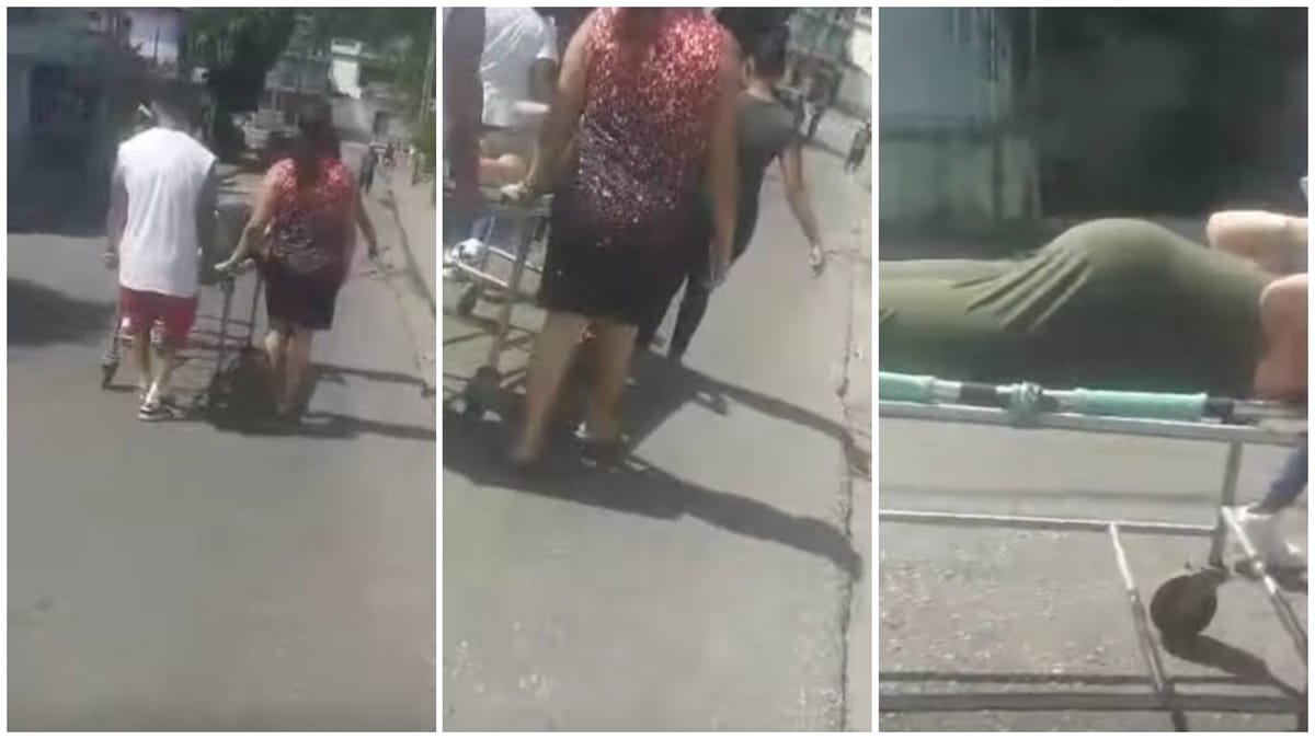 Trasladan a una embarazada en camilla ante la falta de ambulancia en Santiago de Cuba