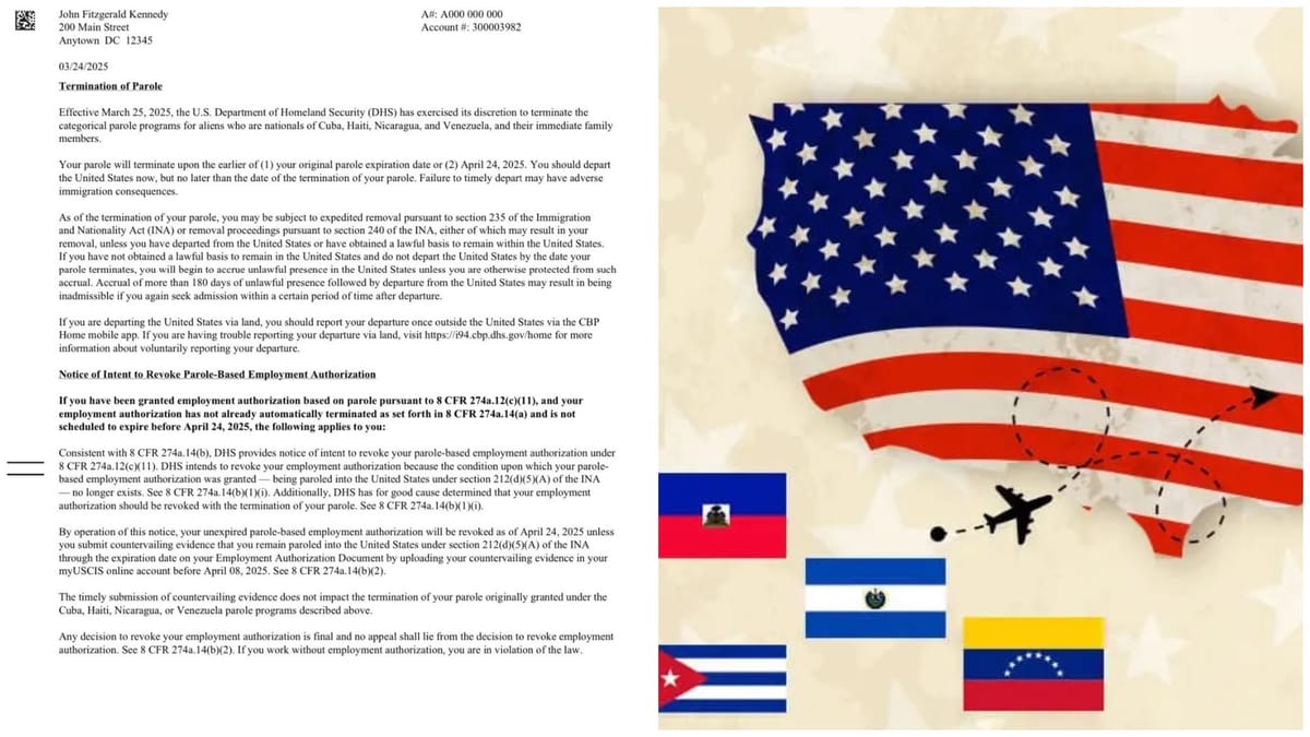 Estados Unidos inicia revocación del Parole Humanitario: cientos de miles enfrentan posible retorno a sus países