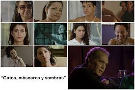 Collage de escenas de película 'Gatos, máscaras y sombras'