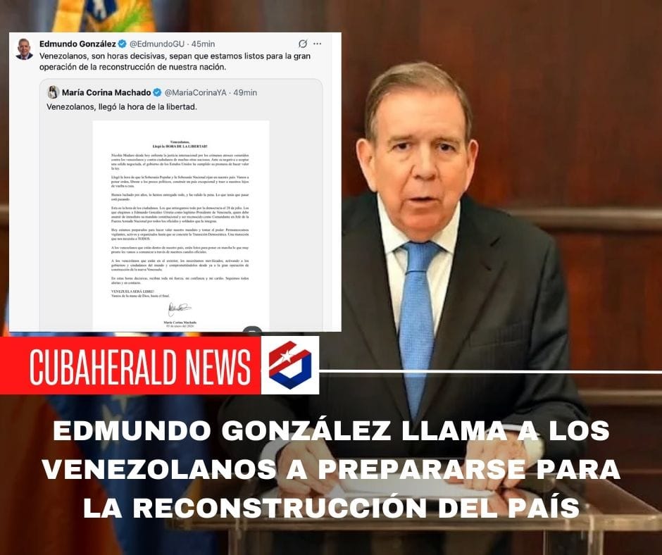 Edmundo González llama a los venezolanos a prepararse para la reconstrucción del país y cita mensaje de María Corina Machado
