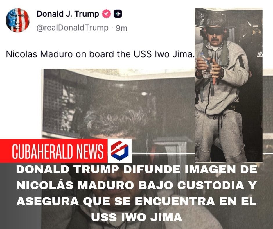 Donald Trump difunde imagen de Nicolás Maduro bajo custodia y asegura que se encuentra en el USS Iwo Jima