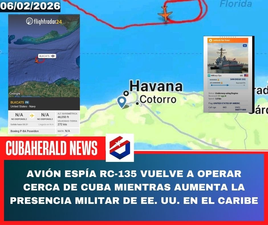 Avión espía RC-135 vuelve a operar cerca de Cuba mientras aumenta la presencia militar de EE. UU. en el Caribe