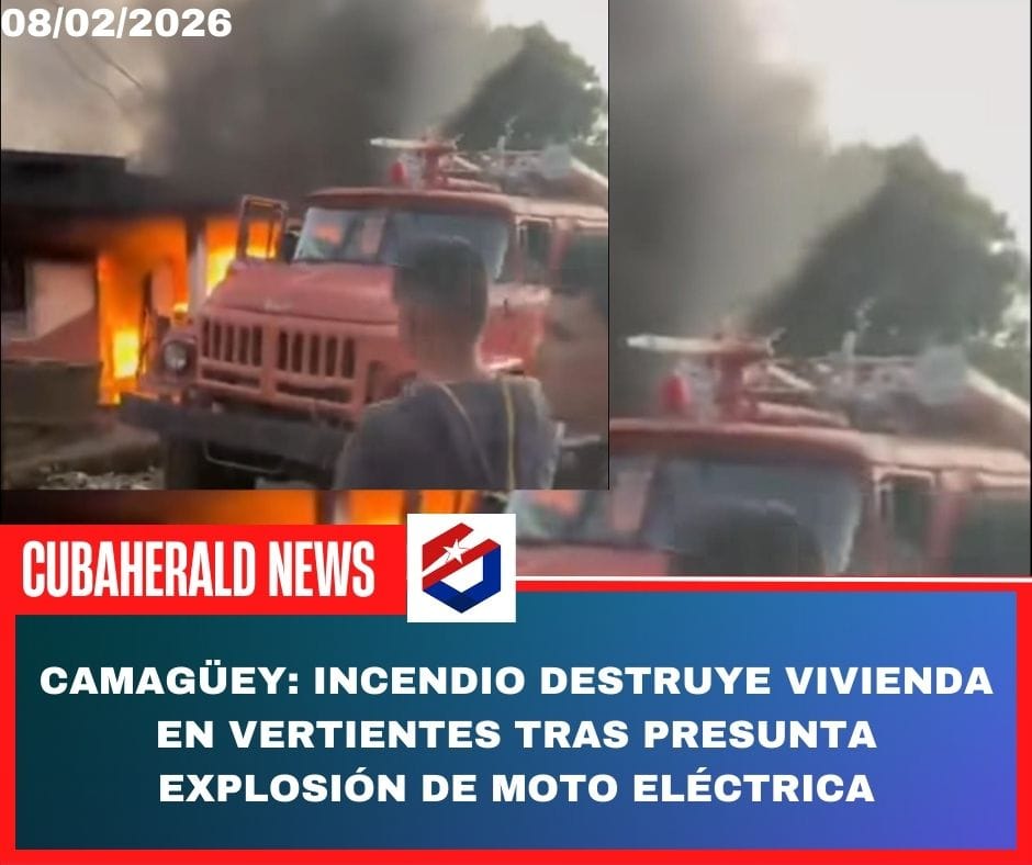Camagüey: incendio destruye vivienda en Vertientes tras presunta explosión de moto eléctrica