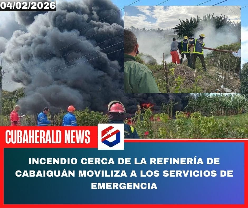 Incendio cerca de la refinería de Cabaiguán moviliza a los servicios de emergencia