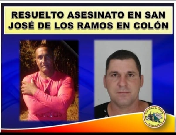 Noticia sobre resolución de asesinato con fotos de hombres