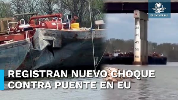 Barcaza choca contra un puente sobre el rio Arkansas en Oklahoma