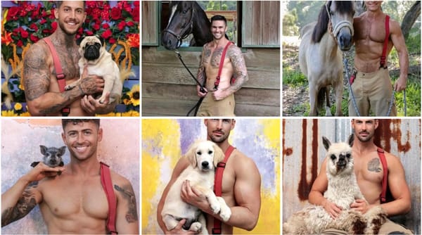 Hombre tatuado posando con diferentes animales