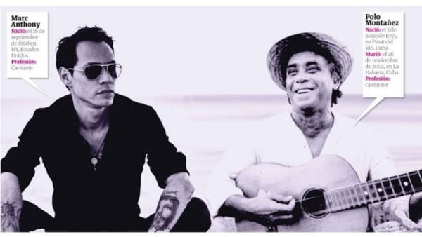 Marc Anthony y Polo Montañez, cantantes con guitarra