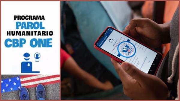 Persona consulta app CBP One en móvil