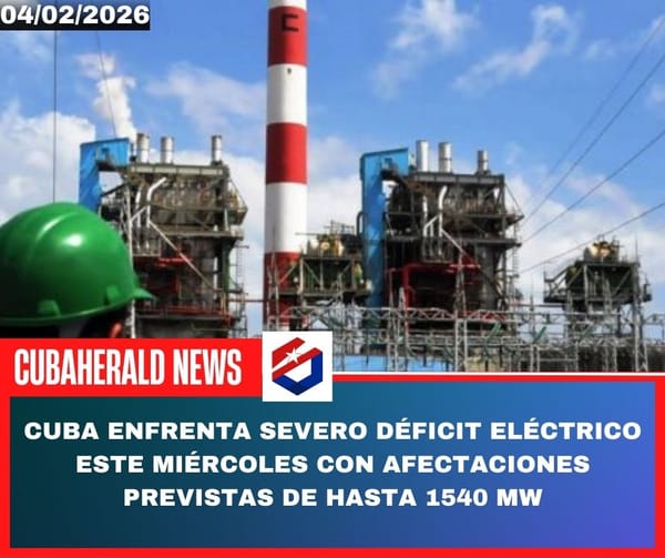 Cuba enfrenta severo déficit eléctrico este miércoles con afectaciones previstas de hasta 1540 MW