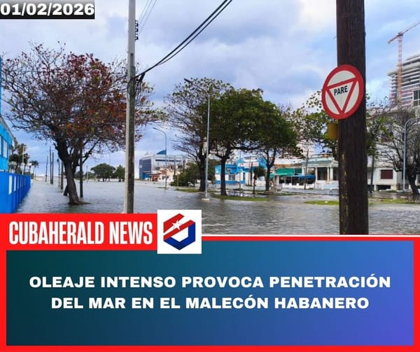 Oleaje intenso provoca penetración del mar en el Malecón habanero