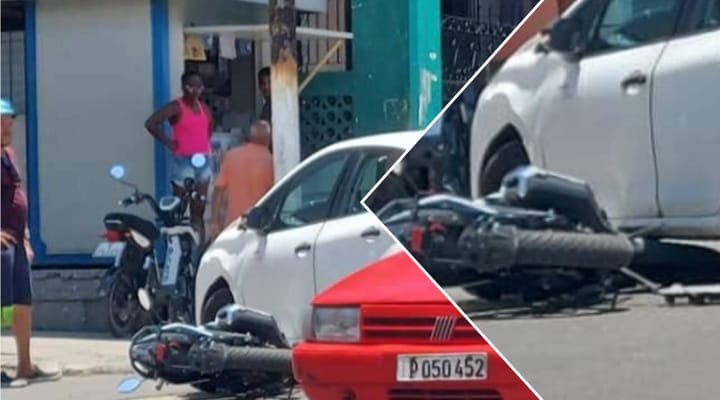 Accidente de coche y moto en la calle