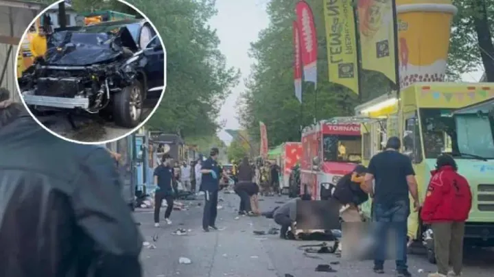 Accidente automovilístico en festival de camiones de comida.