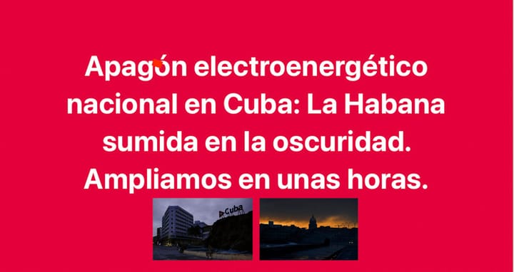 Apagón en Cuba, La Habana oscura, actualización pronto.